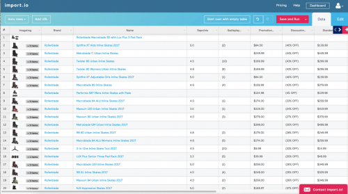 Scraping avec Import.io